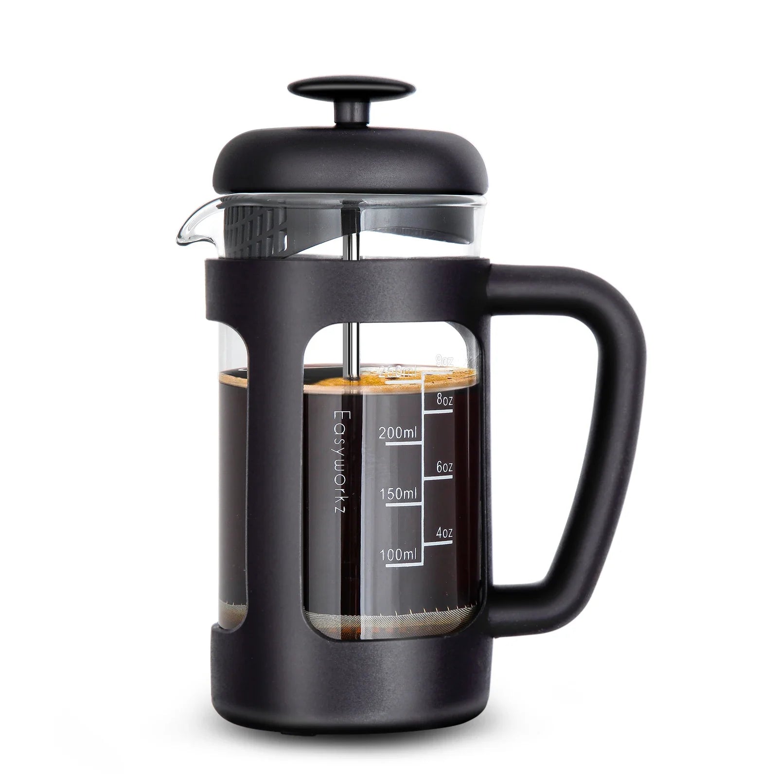 French Press  Coffee Tea Maker with Borosilicate Glass,Soft Grip Handle
