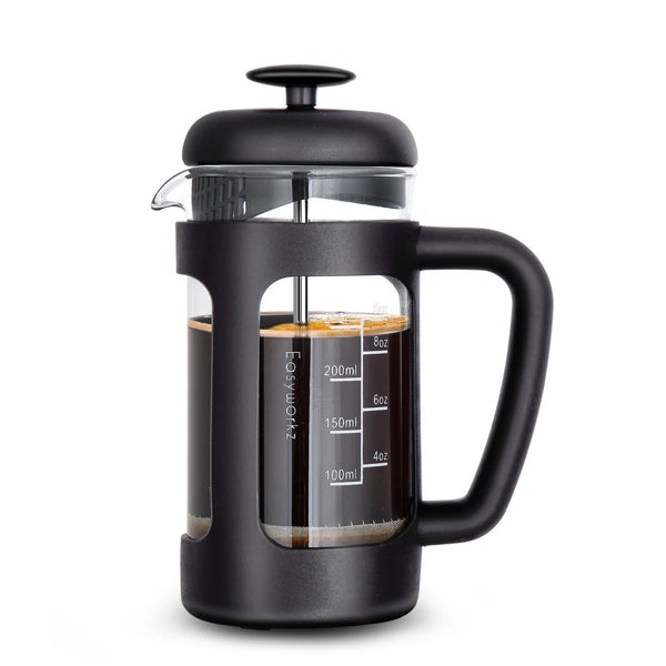 French Press  Coffee Tea Maker with Borosilicate Glass,Soft Grip Handle