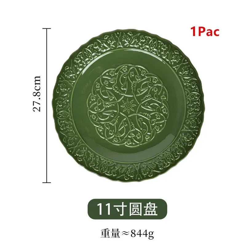 New vegetable plate ceramic fish plate retro tableware set combination