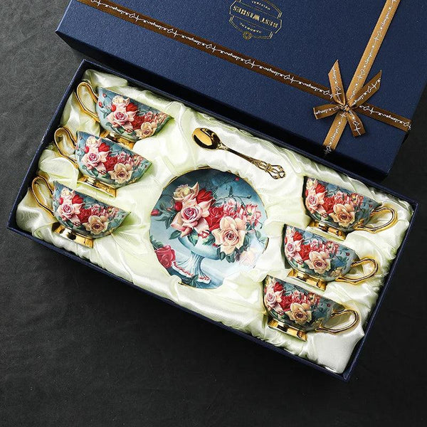 Yan Coffee Cup chooses bone china European afternoon tea tea set ceramic gift box gift Gaoyan premium export cup saucer