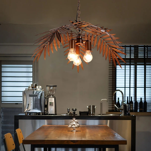 Retro tropical coconut leaf ceiling lighting E27/E26 unique rustic tree lamp living room bedroom cafe restaurant chandelier