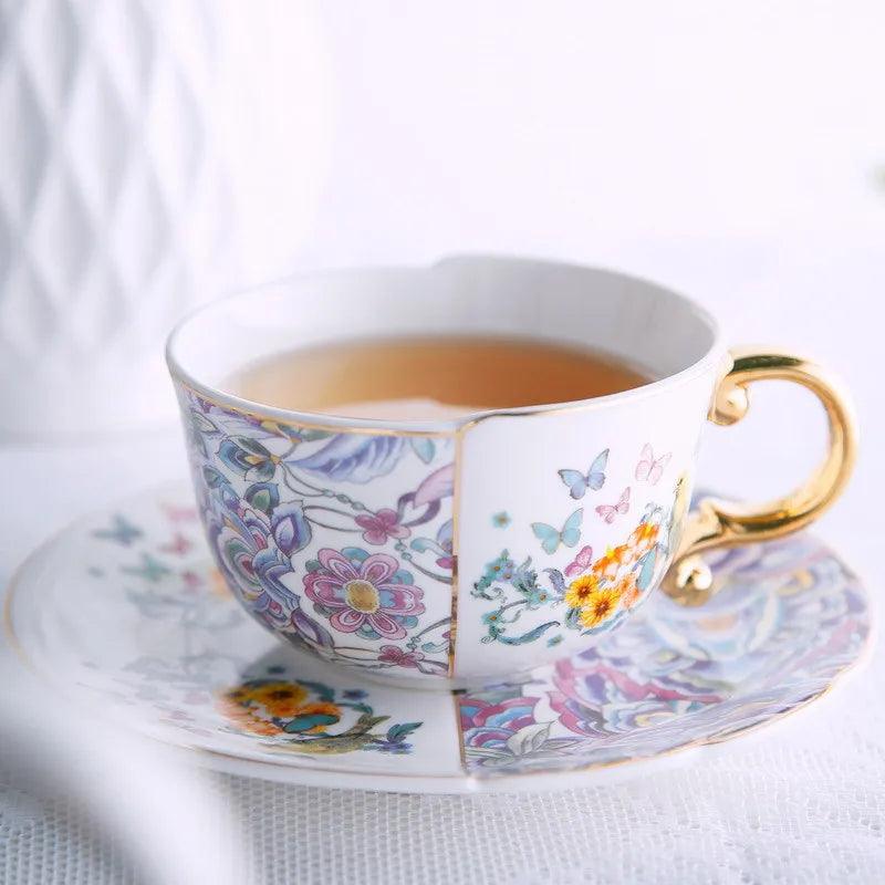 Rabbit Chinese Ceramic Exquisite Classical Coffee Cup and Saucer Set Plate English Afternoon Tea Set Combining Chinese Western