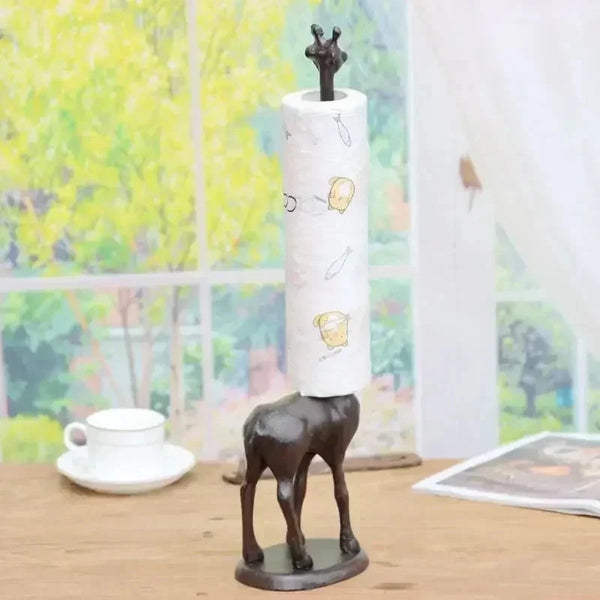 Vertical Giraffe Tissue Holders European Style Creative Cast Iron Handicraft Roll Paper Holder Kitchen Paper Home Storage Rack Gifts for You 'n Me