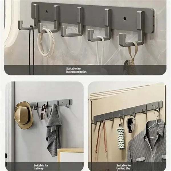 1pc 3 To 7 Hooks Metal Hooks Holder Aluminum Key Coat Clothes Door Holder Rack Hook Wall Mounted Hanger
