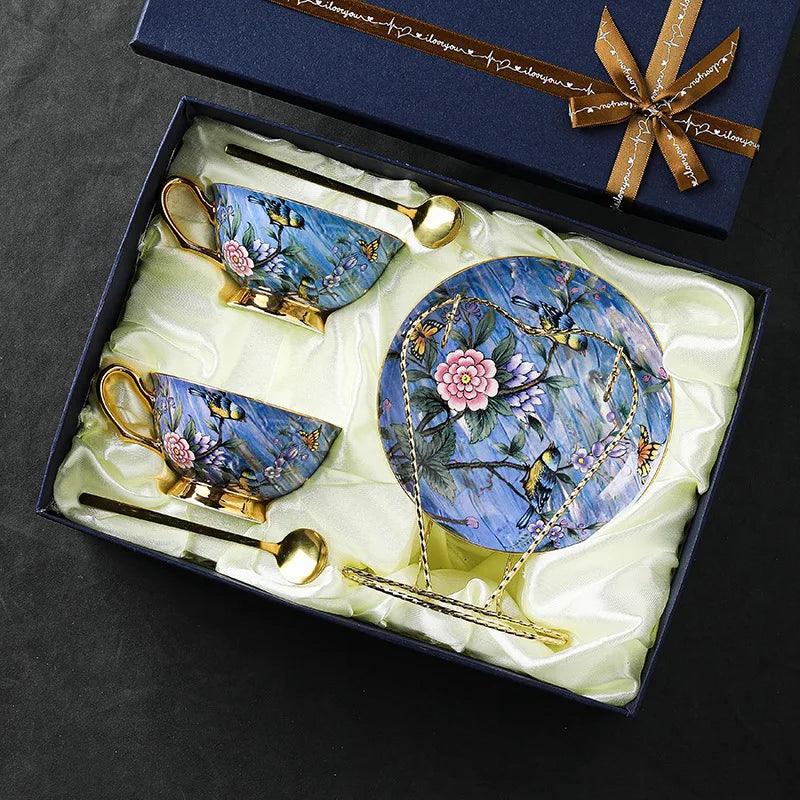 European Style Bone China Coffee Cup and Plate Set Gift Box Set Household High-end Afternoon Tea Cup