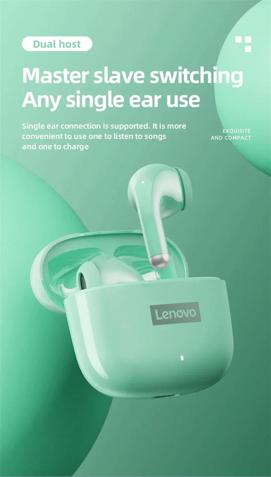 Lenovo LP40 Pro TWS Bluetooth 5.4 Wireless Headphones HiFi Stereo Earphones Gaming Sports Touch Control HD Call With Mic Earbuds