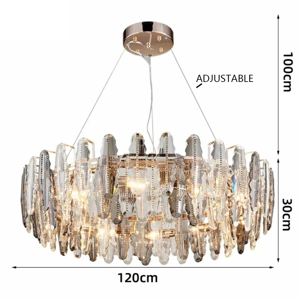 Crystal Leaf Chandelier 150cm Duplex Design
