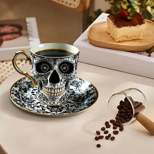 Stylish Resin Skull Coffee Mug Bonehead Design Gothic Tea Cup Set Skull Crusher Coffee Halloween Party