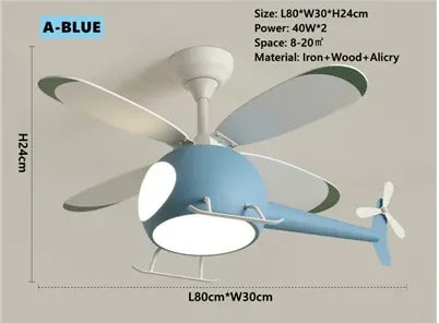 DecorBites™ Helicopter Ceiling Fan Chandeliers: Nordic Creative Kids Room Decor Lamp Decorbites