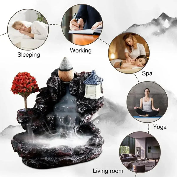Waterfall Backflow Incense For Home And Office Decoration With Incense Cones