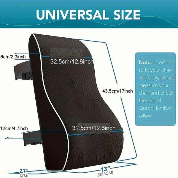 Ergonomic Memory Foam Lumbar Support Cushion – Back Pillow for Office Chair, Car, and Home Use