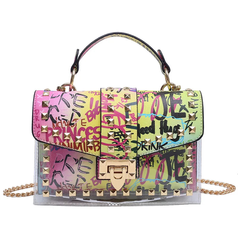 Fashion Shoulder Bag for Ladies High Quality Women Studded Graffiti Crossbody Bags Female Luxury Designer Summer Handbags OneLoveCanada