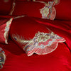 Luxury Red Chinese Wedding Phoenix Embroidery Cotton Bedding Set Duvet Cover Bed Linen Fitted Sheet Pillowcases Home Textiles