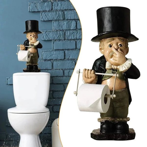 Cute Butler Shape Tissue Stand Rack Creative Toilet Paper Holder Spoof Paper Holder Statue Funny Decorative Resin Toilet Decor DSers Fulfillment