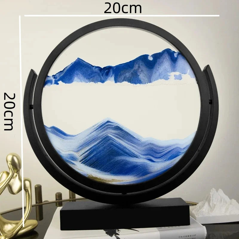 3D Moving Sand Art Painting Hourglass Round Handmade Glass Deep Sea Sandscape Quicksand Craft Sandglass Home Decoration Gifts