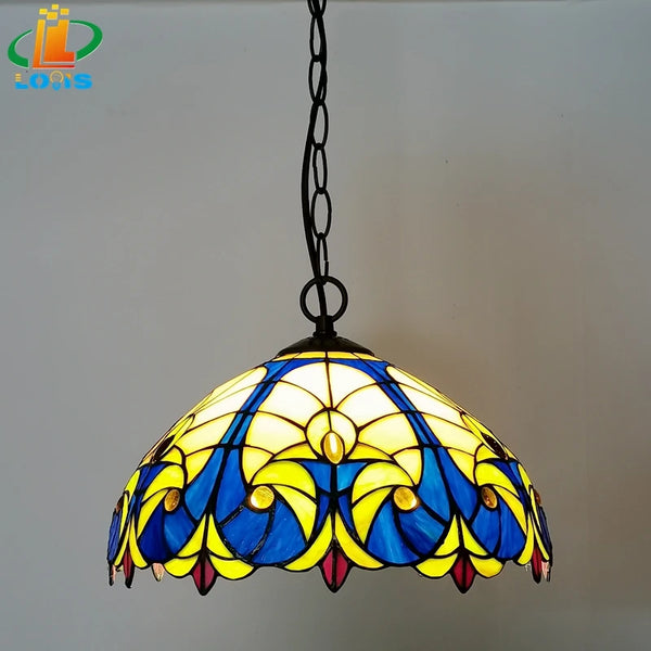 12-inch American-style Embankment Flower Chandelier Tiffany Style Milk Tea Shop Coffee Restaurant Glass Lighting E27 230V 220V