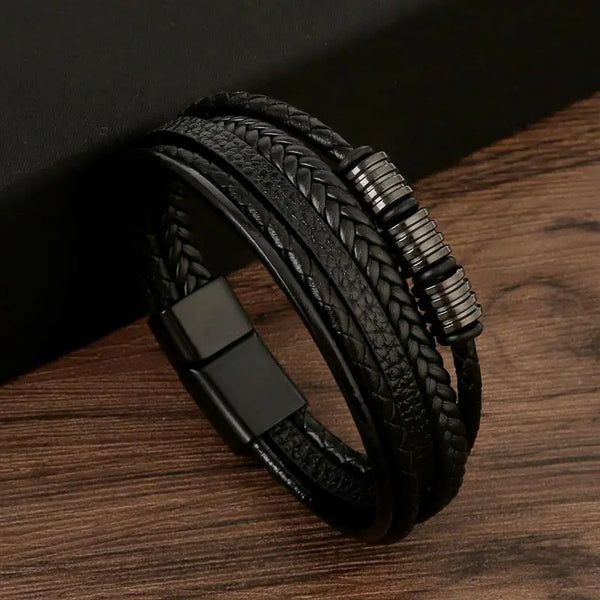 Classic Men's Leather Bracelet Hand-Woven