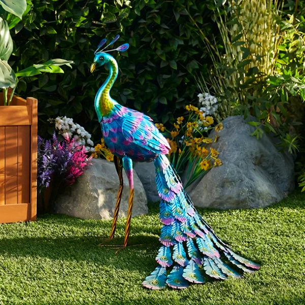 Peacock Statue Sculpture Handmade Crafts Ornament Animal Figurine Standing Posture Collectible Peacock Figurine Garden Craft