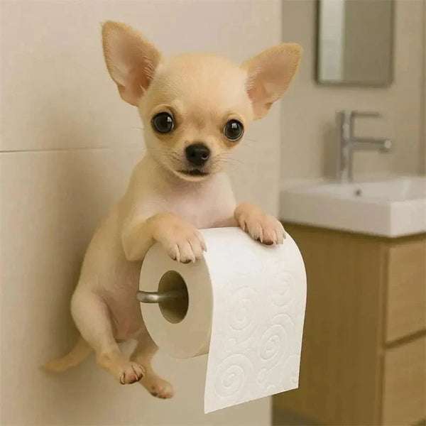 1 PCS Funny Dog Toilet Paper Holder Wall Mounted Resin Animal Statue Bathroom Tissue Roll Organizer Home Decor DSers Fulfillment