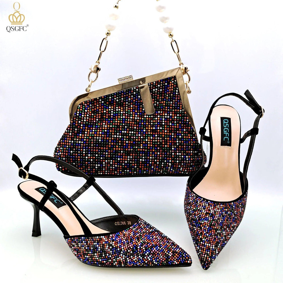 Fashion Shoulder Bag and Strap High Heels Set