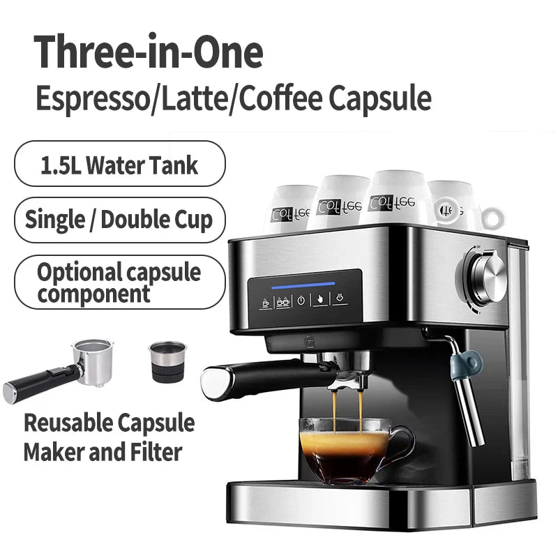 Semi-Automatic Espresso Machine 20Bar High Pressure Extractor 3-in-1