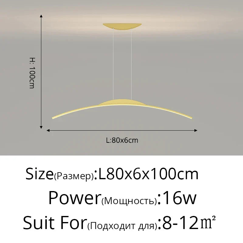 Minimalist LED Pendant Light Gold 150cm Dimmable