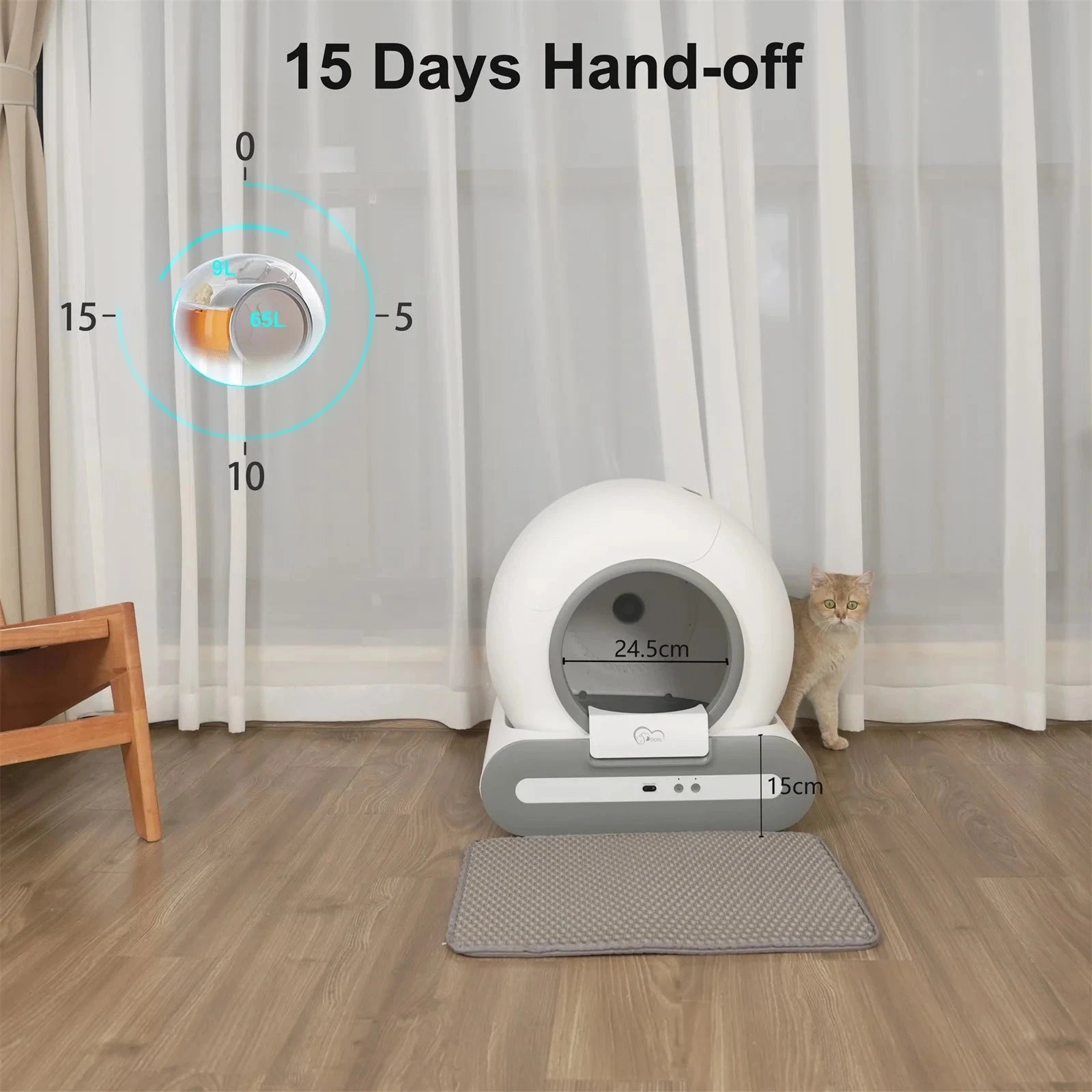 DOEL  Automatic Cat Litter Box Self Cleaning with App Control & Cat Litter Mat Smart Cat Toilet for Multiple Large Cats DSers Fulfillment