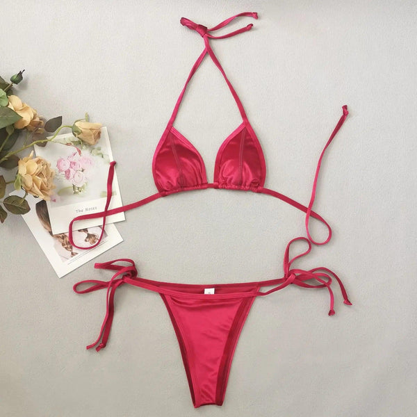 2024 New Shiny Red Sexy two piece swimsuit - Sexikinis Swim - Gifts for You 'n Me