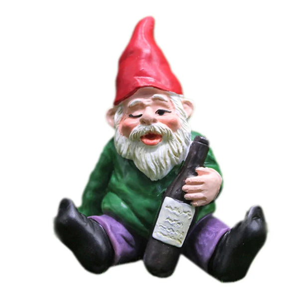 1pc Fairy Garden Drunk Gnomes Miniature Ornaments Set Mini Dwarf Bonfire Statues for Planter Flowerpot Decor Accessories