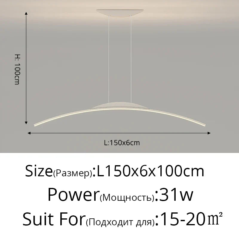 Minimalist LED Pendant Light Gold 150cm Dimmable