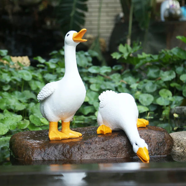 Duck Statues Landscape Ornament Farm Animal Simulation Model Statue Toy Chicken Duck Goose Figurine Sculpture Indoor Home Decor