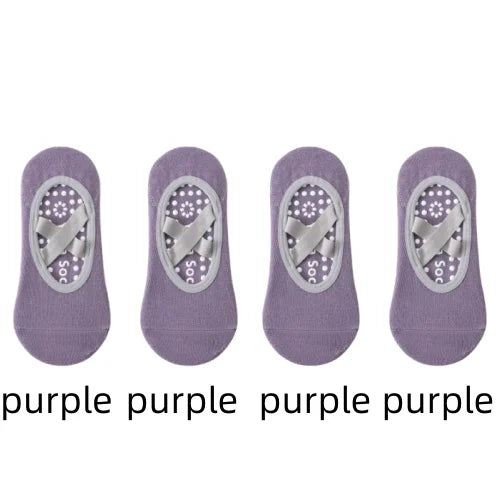 1/ 4Pair Professional Women Yoga Sock Silicone Anti-slip Ballet Pilates Socks Women Backless Breathable Bandage Yoga Sport Socks