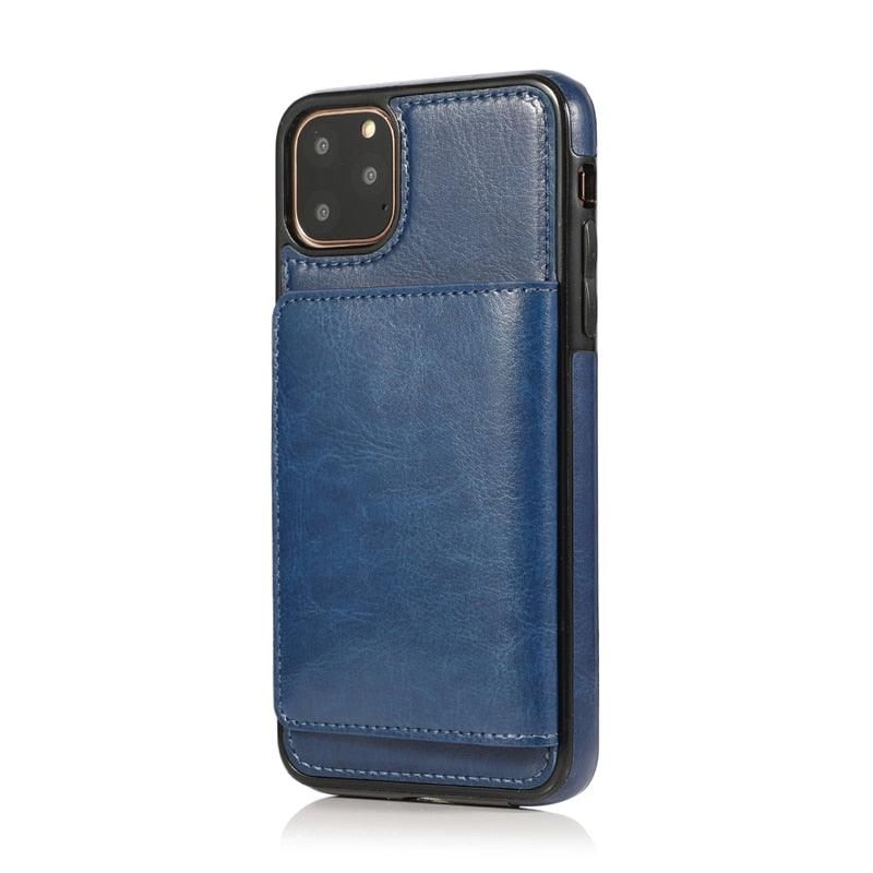 Leather Wallet Case For iPhone 11 Pro Max XS Max XR X 8 7 6S 6Plus 5 5S With Stand Card Pocket Case Cover Shockproof Texture PU Leather  Wallet Cover