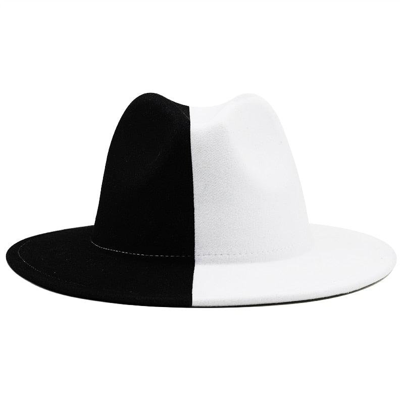 Black White Modern Unisex Fedora Hat Women Unisex Wide Brim Party Cowboy Cap Men Gentleman Wedding Hat Two Colors Fedora Hat Solid Color Wide Brim Winter Autumn Hat