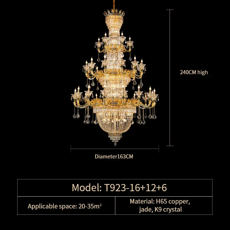 Copper Crystal Chandelier 34-Head D163cm