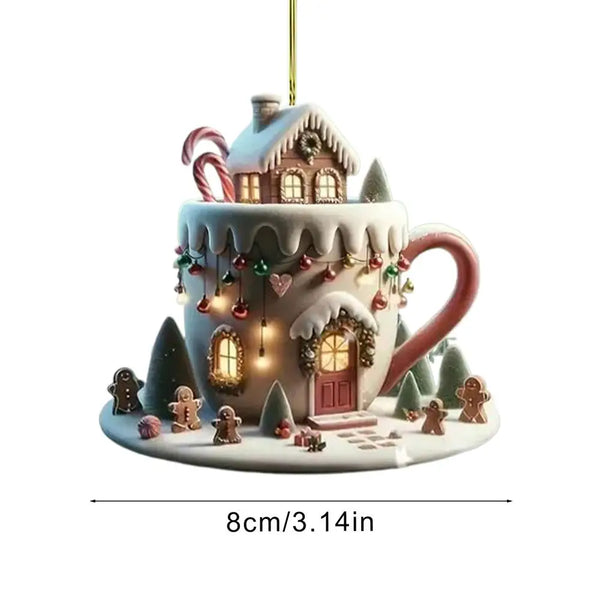 Christmas Coffee Cup Ornaments Coffee Mug Decorative Tree Hanging 2025 Xmas Navidad 2026 New Year Easter Bunny Party Supplies