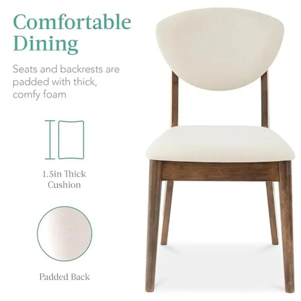 Mid-Century Dining Set 5-Piece Table & Chair Bundle Home Apartment w/ Padded Seats Wooden Frame Ideal Small Spaces & Comfort