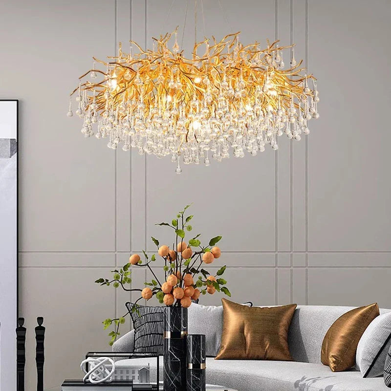 Gold Geometric LED Pendant 180cm Length