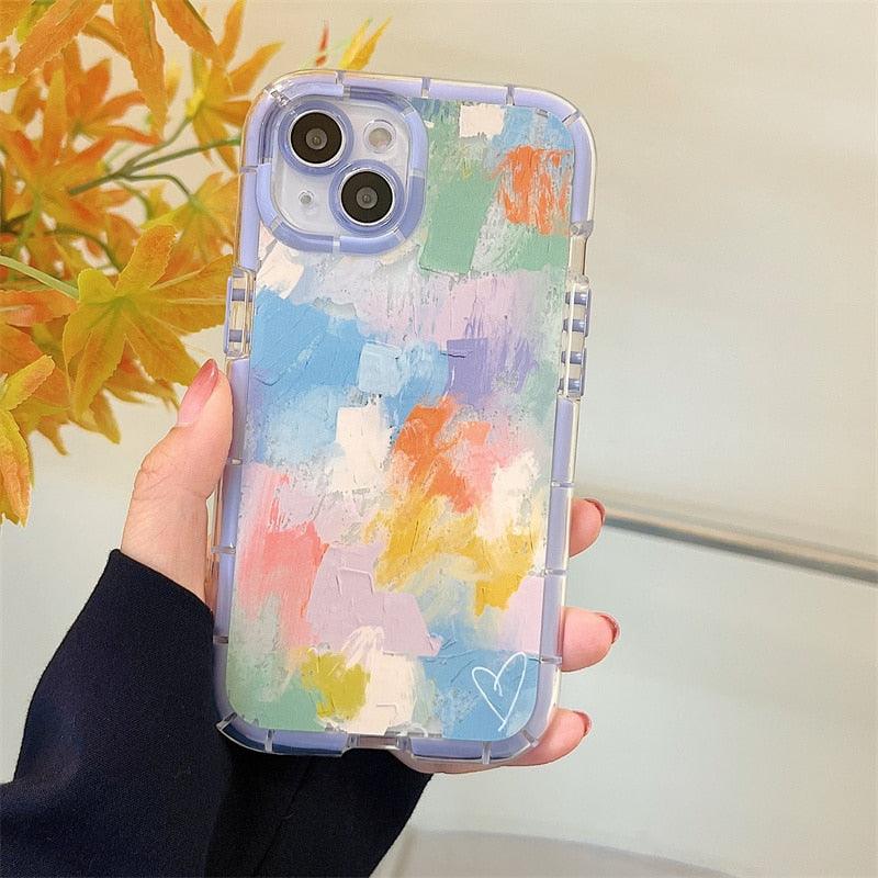 Luminous Art Abstract Phone Case For iPhone 13 12 11 Pro Max Transparent Silicone Shockproof Bumper Cover  Floral Girly Transparent Phone Case Glow In Dark iphone case