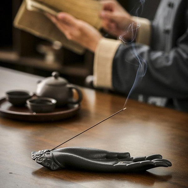 Ceramic Buddha Hand Shape Incense Burner