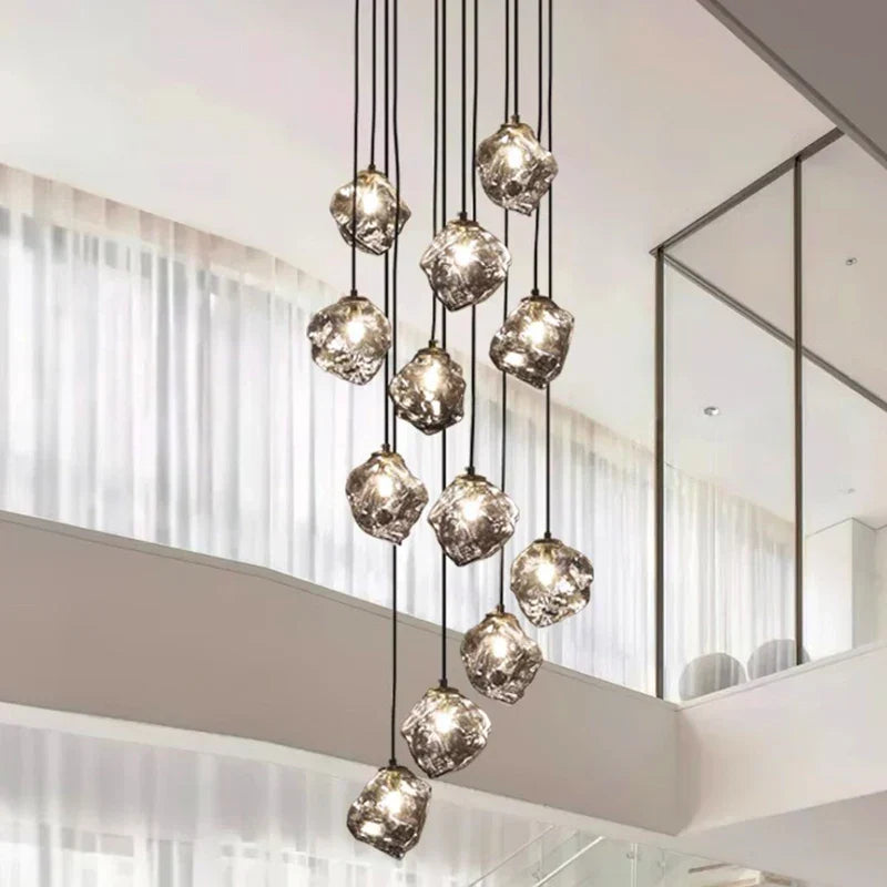 Black Modern LED Chandelier 19-Head Smoky Grey