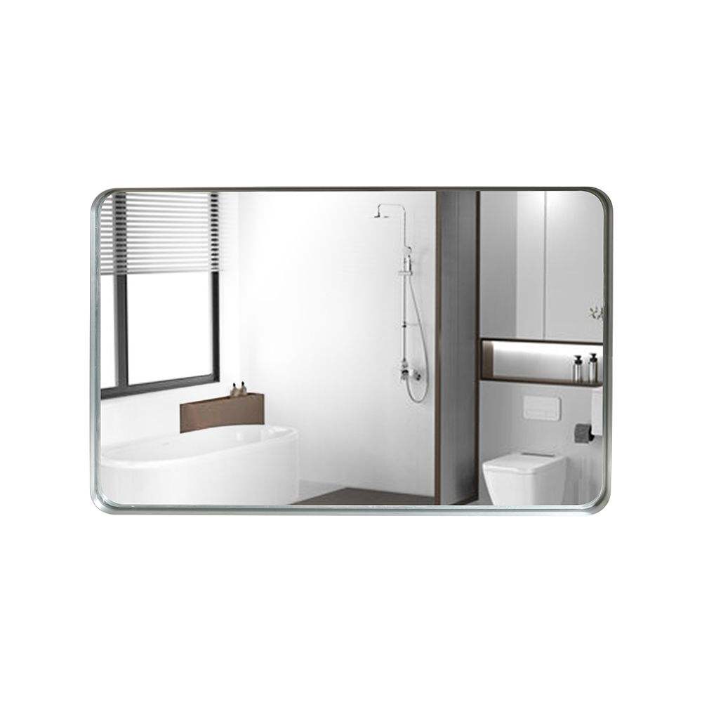 30x20inch Glossy Brushed Silver Rectangle Bathroom Mirror Ennovanest Limited