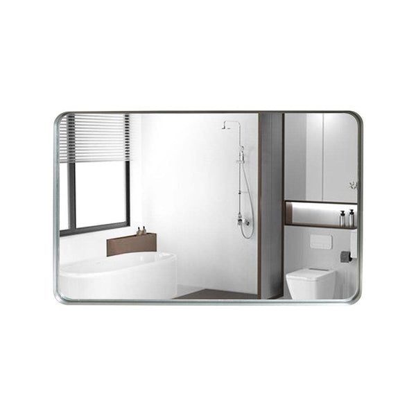 30x20inch Glossy Brushed Silver Rectangle Bathroom Mirror Ennovanest Limited