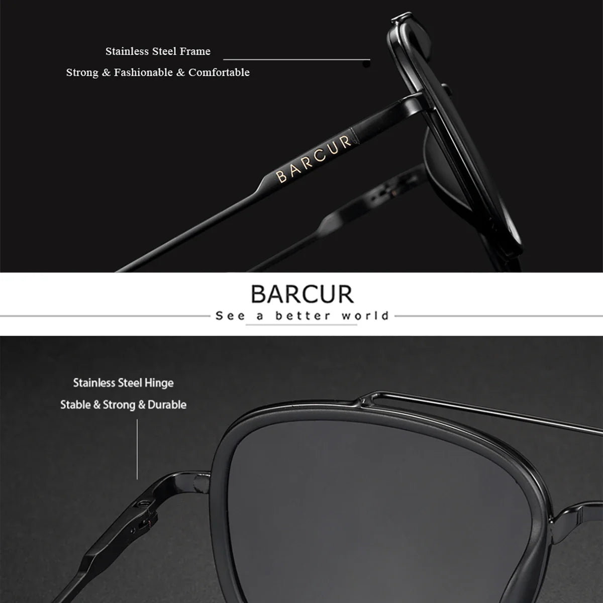 BARCUR Cool Oval Double Beam Fashion Sunglasses for Women & Men Polarized Sunshade UV400 Protection Trendy Outdoor Eyewear with Exclusive White Brand Gift Box for Summer