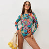 80's Era vibe Long Sleeve One-Piece Swimsuit