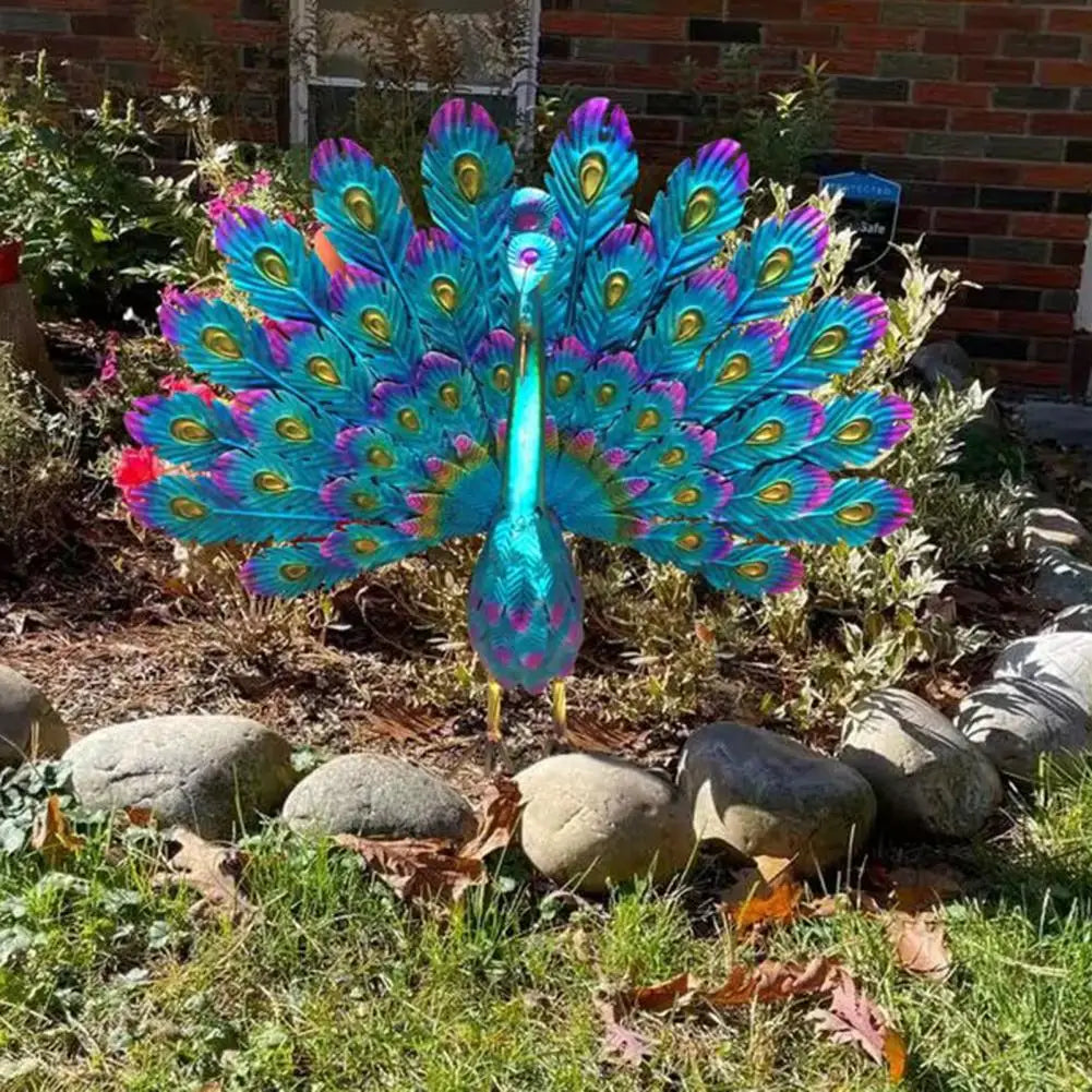 Peacock Statue Sculpture Handmade Crafts Ornament Animal Figurine Standing Posture Collectible Peacock Figurine Garden Craft