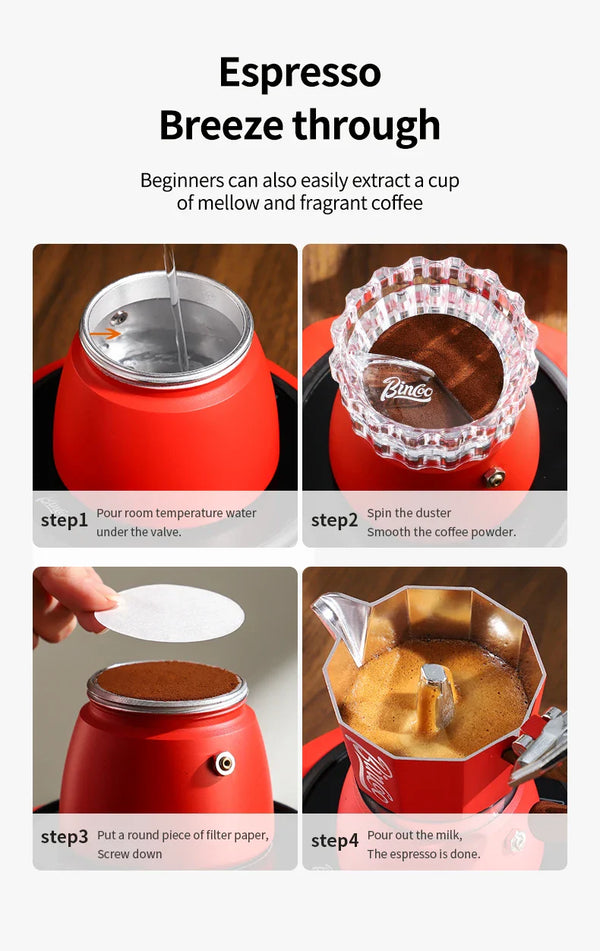 300ml Moka Pot - Italian Espresso Stovetop Coffee Maker for Home Baristas