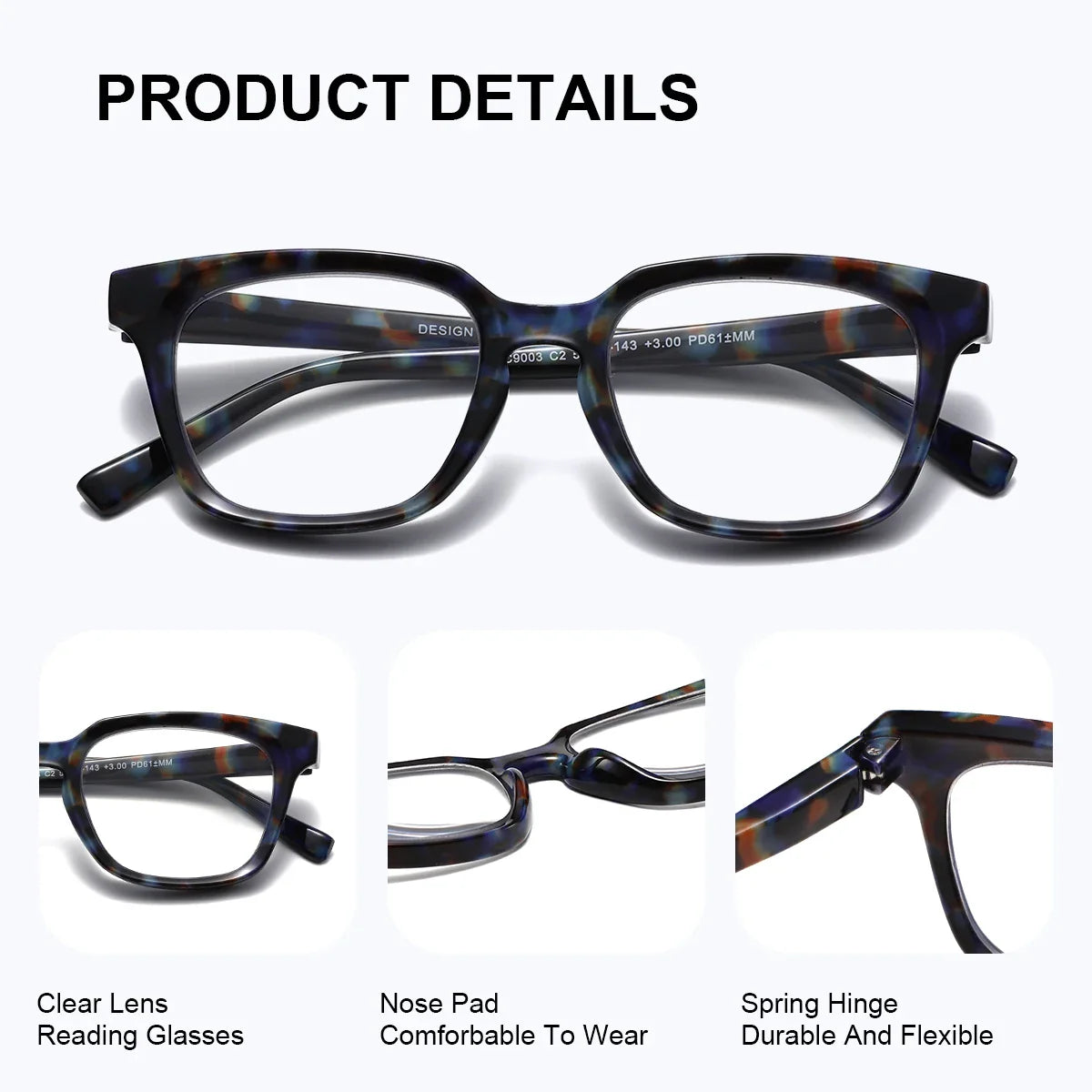 BARCUR Trendy Square Reading Glasses for Men and Women Blue Light Blocking Computer Glasses Clear Lens Presbyopic Readers Stylish Eyewear for Summer Indoor and Outdoor Use