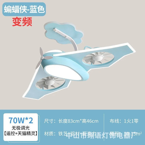 DecorBites™ Kids Bedroom Bladeless Ceiling Fan with Remote Control & LED Light Decorbites