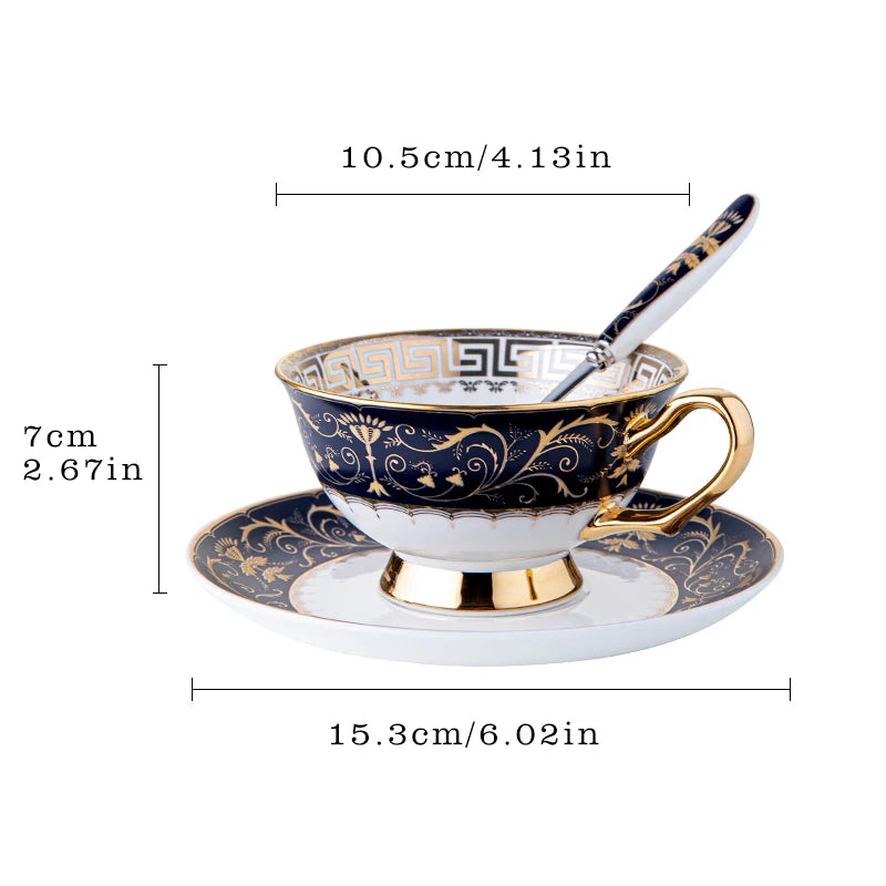 Bone China Mugs Coffee Cups Spoon Saucer 3pcs/Set Restaurant Drinking Utensils Household Drinkware for Wedding Birthday Gifts